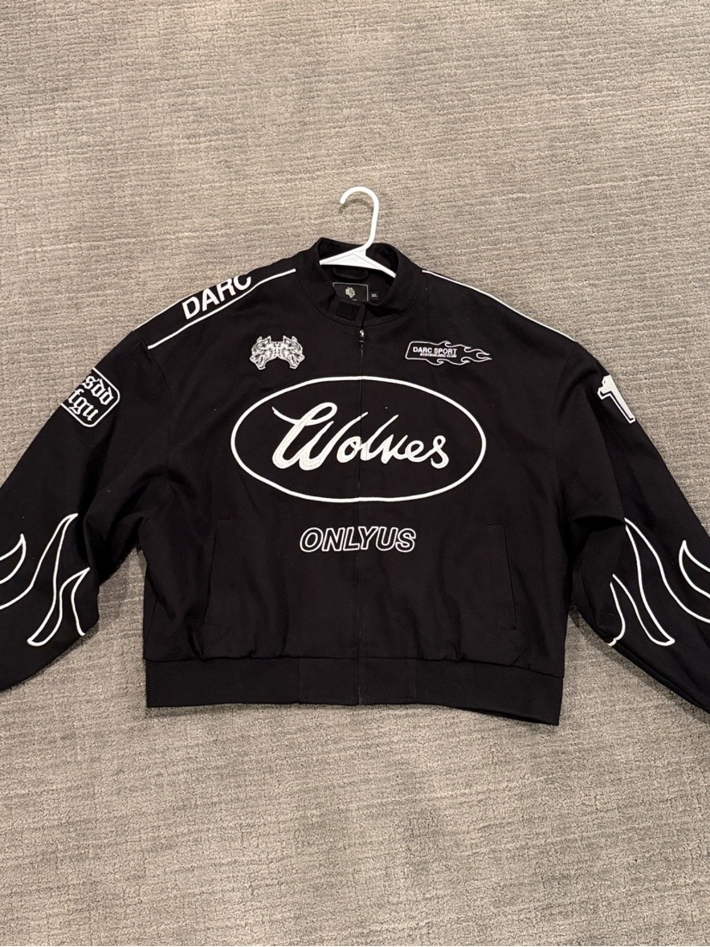 Darc Sport Black Wolves Graphic Bomber Jacket